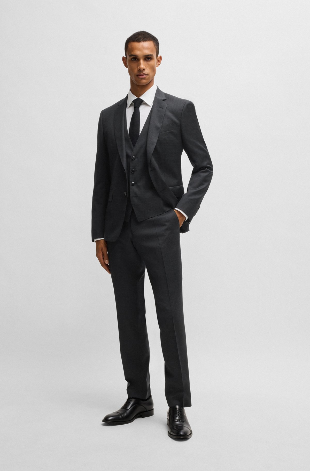 BOSS - スリムフィット スリーピーススーツ パターン ストレッチ BOSS - スリムフィット スリーピーススーツ パターン ストレッチ