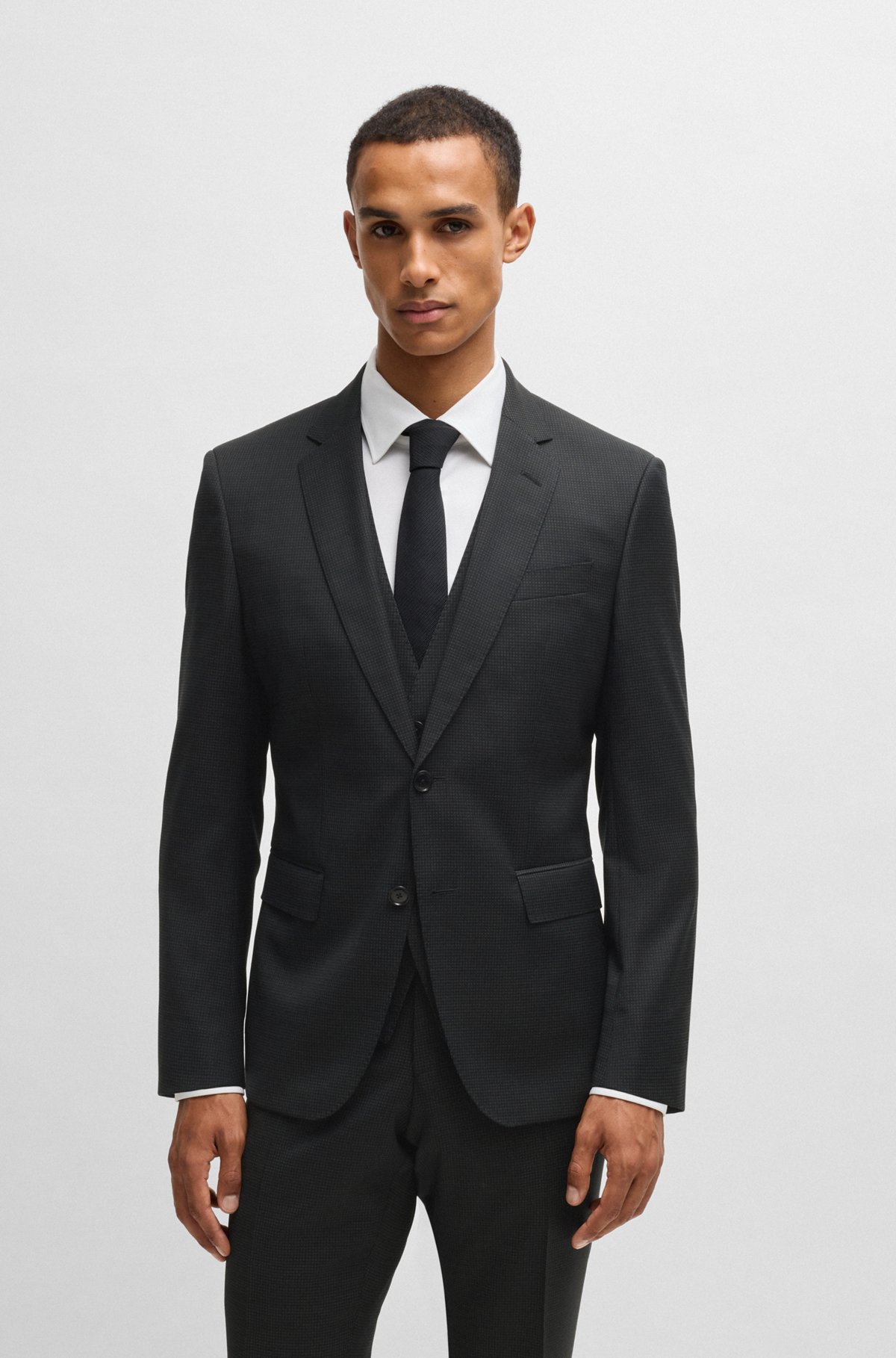 BOSS - スリムフィット スリーピーススーツ パターン ストレッチ BOSS - スリムフィット スリーピーススーツ パターン ストレッチ