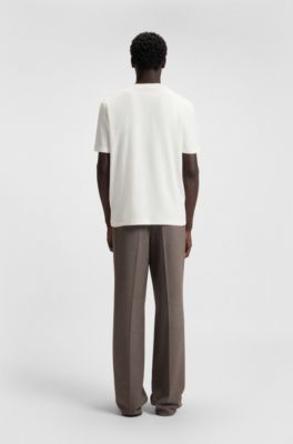 Cotton-jersey T-shirt with geometric logo embroidery, White