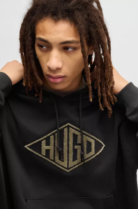 Cotton-terry hoodie with embroidered logo