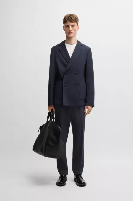 Slim-fit suit in a micro-patterned wool blend