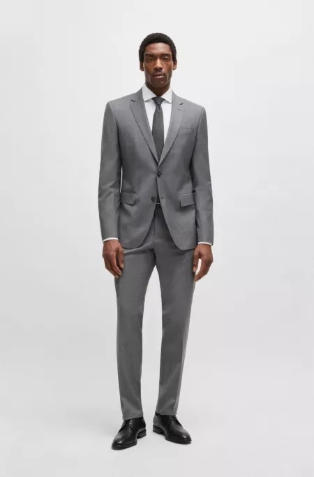 Slim-fit suit in checked virgin wool
