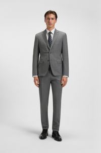 Slim-fit suit in checked virgin wool, Grey