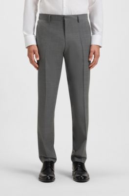 Slim-fit suit in checked virgin wool, Grey Patterned