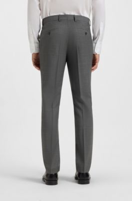 Slim-fit suit in checked virgin wool, Grey Patterned