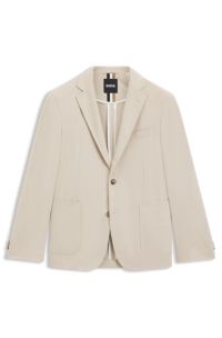 Slim-fit blazer with two-way stretch, Natural