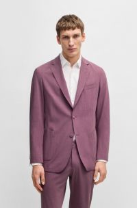 Slim-fit suit jacket in micro-patterned stretch fabric, Purple