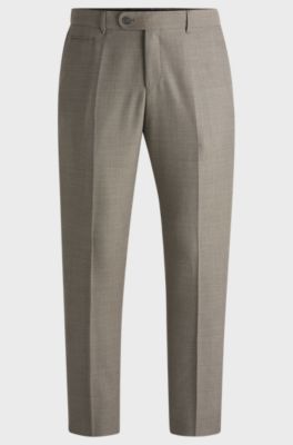 Slim-fit trousers in micro-patterned virgin wool, Light Beige