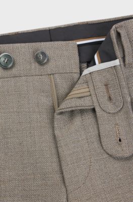 Slim-fit trousers in micro-patterned virgin wool, Light Beige