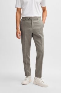 Pantaloni slim fit in lana vergine con micromotivo, Beige chiaro