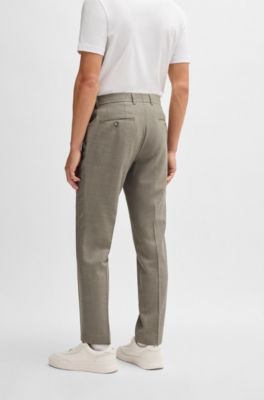 Slim-fit trousers in micro-patterned virgin wool, Light Beige