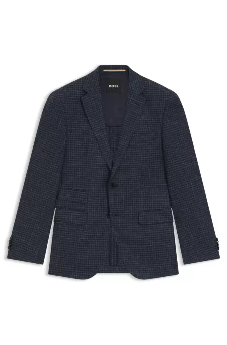 Regular-fit blazer in checked stretch cloth