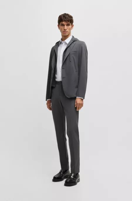 Slim-fit blazer with integrated hooded inner