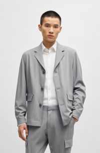 Relaxed-Fit Jacke aus gebondetem Stretch-Gewebe, Grau