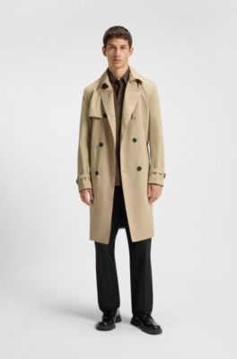 Trench d&eacute;perlant avec ceinture &agrave; boucle, Beige