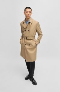 Wasserabweisender Trenchcoat mit Gürtel, Beige