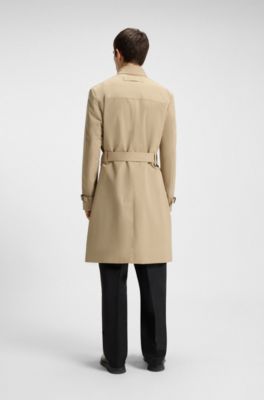 Trench d&eacute;perlant avec ceinture &agrave; boucle, Beige