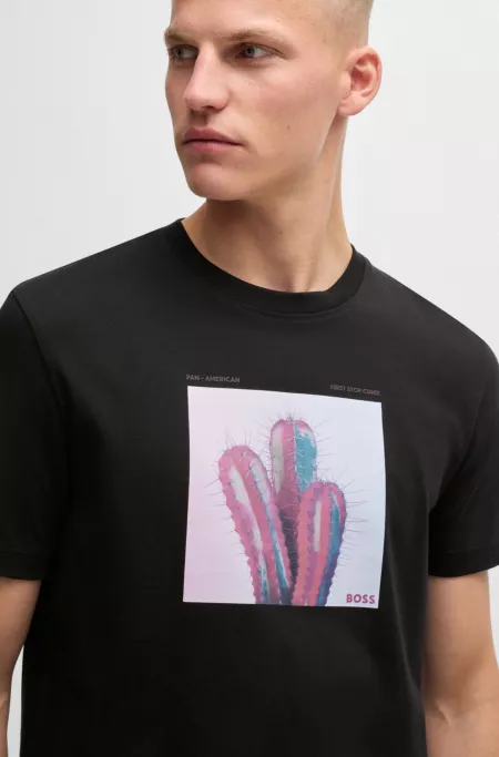 Cotton-jersey T-shirt with road trip-inspired graphics