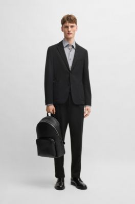 Dressletic tapered-fit trousers in performance-stretch fabric, Black