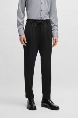 Dressletic tapered-fit trousers in performance-stretch fabric, Black