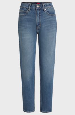 Jeans mom in comodo denim elasticizzato blu, Blu