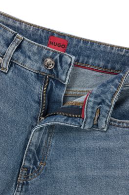 Jean Mom en denim stretch bleu confortable, Bleu