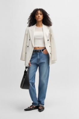 Mom-fit jeans in blue comfort-stretch denim, Blue