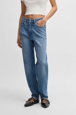 Mom-fit jeans in blue comfort-stretch denim, Blue