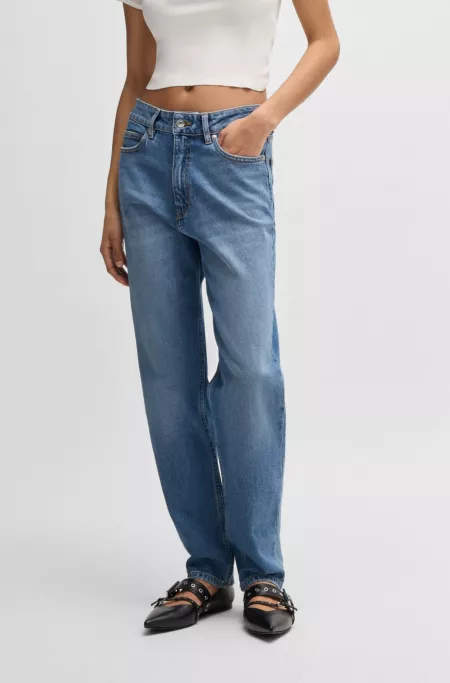 Jean Mom en denim stretch bleu confortable