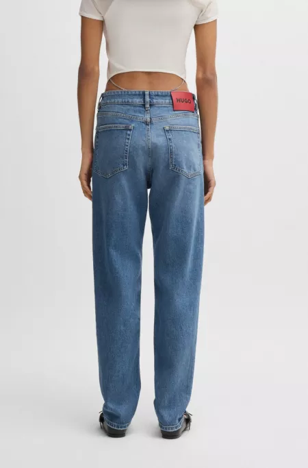 Jean Mom en denim stretch bleu confortable