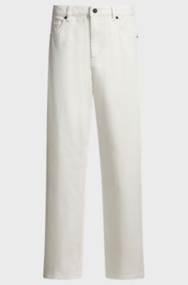 Modern-fit jeans in white rigid denim, White