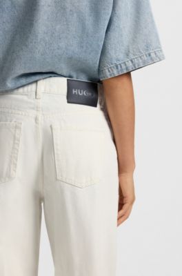 Modern-fit jeans in white rigid denim, White