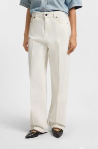 Moderne jeans van stevig wit denim, Wit