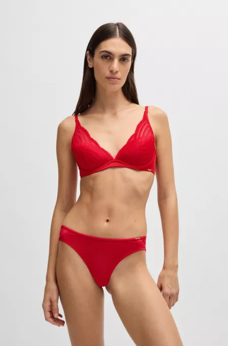 Lace-trim briefs with logo detail