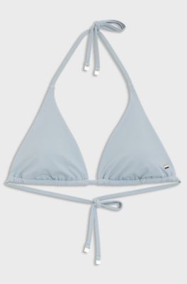 Triangle bikini top with monogram lining, Light Blue