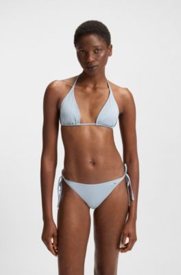 Triangle bikini top with monogram lining, Light Blue
