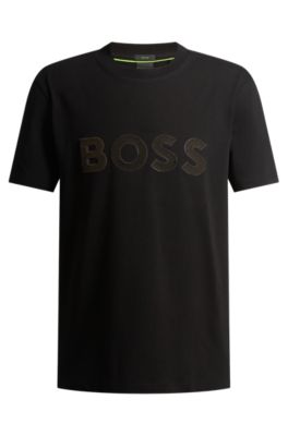 【送料&関税込】Hugo Boss Stretch Cotton T-shirt HUGO - Stretch-cotton relaxed-fit T-shirt with logo print