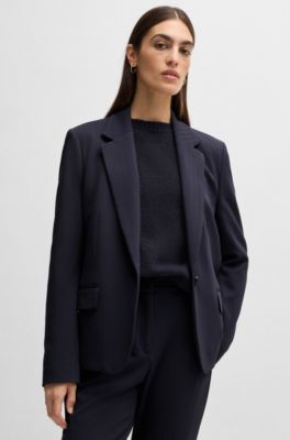 Dressletic relaxed-fit blazer in stretch fabric, Dark Blue