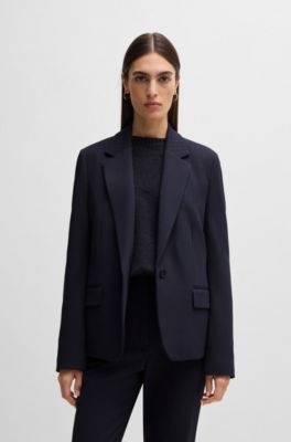 Dressletic relaxed-fit blazer in stretch fabric, Dark Blue