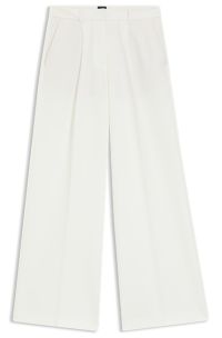 Wide-leg trousers in stretch fabric, White