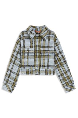 Cropped jacket in cotton-blend tweed, Patterned