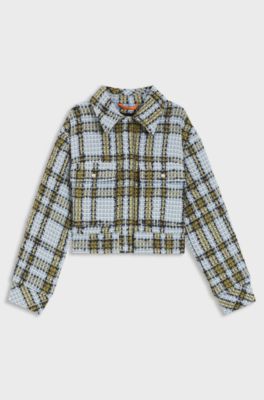 Cropped jacket in cotton-blend tweed, Patterned