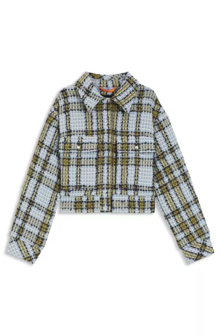 Cropped jacket in cotton-blend tweed