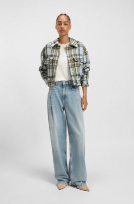 Cropped jacket in cotton-blend tweed, Patterned