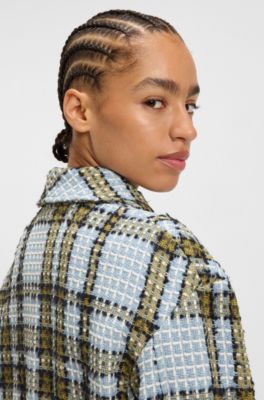 Cropped jacket in cotton-blend tweed, Patterned