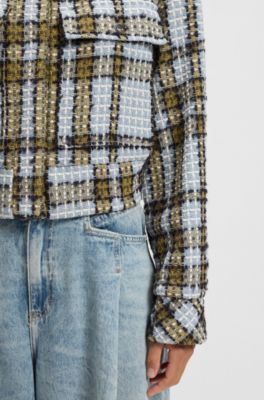 Cropped jacket in cotton-blend tweed, Patterned