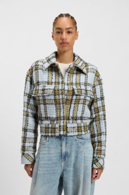 Cropped jacket in cotton-blend tweed, Patterned