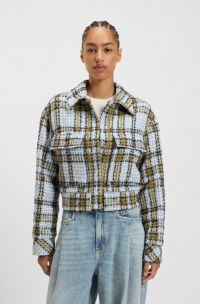 Cropped jacket in cotton-blend tweed, Patterned