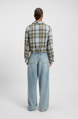Cropped jacket in cotton-blend tweed, Patterned