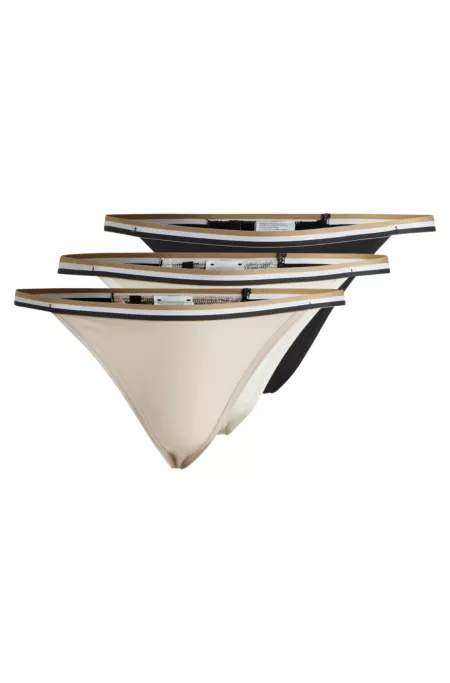 Three-pack of thongs with signature-stripe waistbands